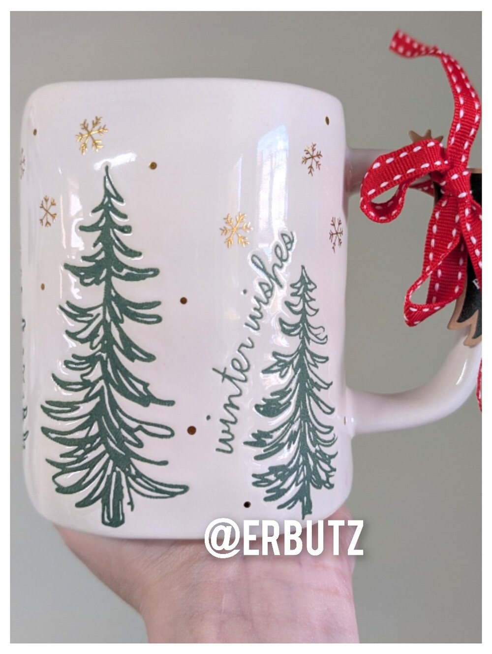 Rae Dunn WINTER WISHES Mug with Tree + Snowflake Design and Metallic Accents 🌲❄